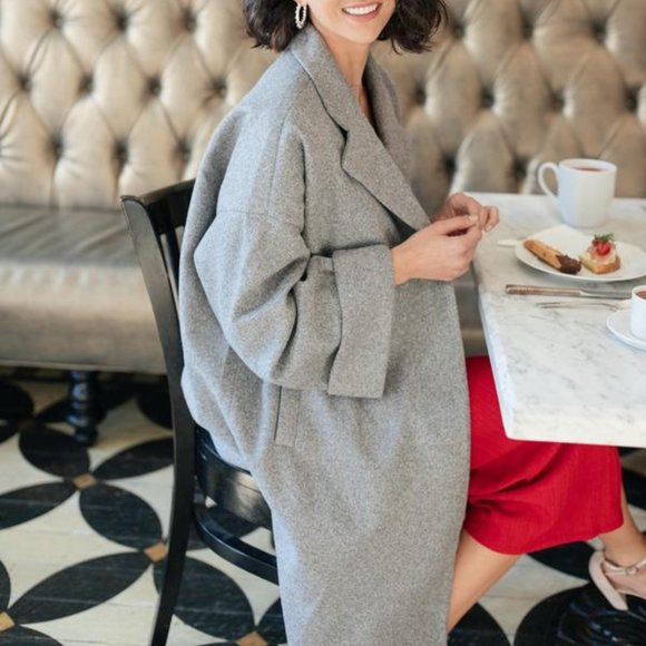 Deconstructed Oversized Trench Coat in Stone Gray - Picture 4 of 5